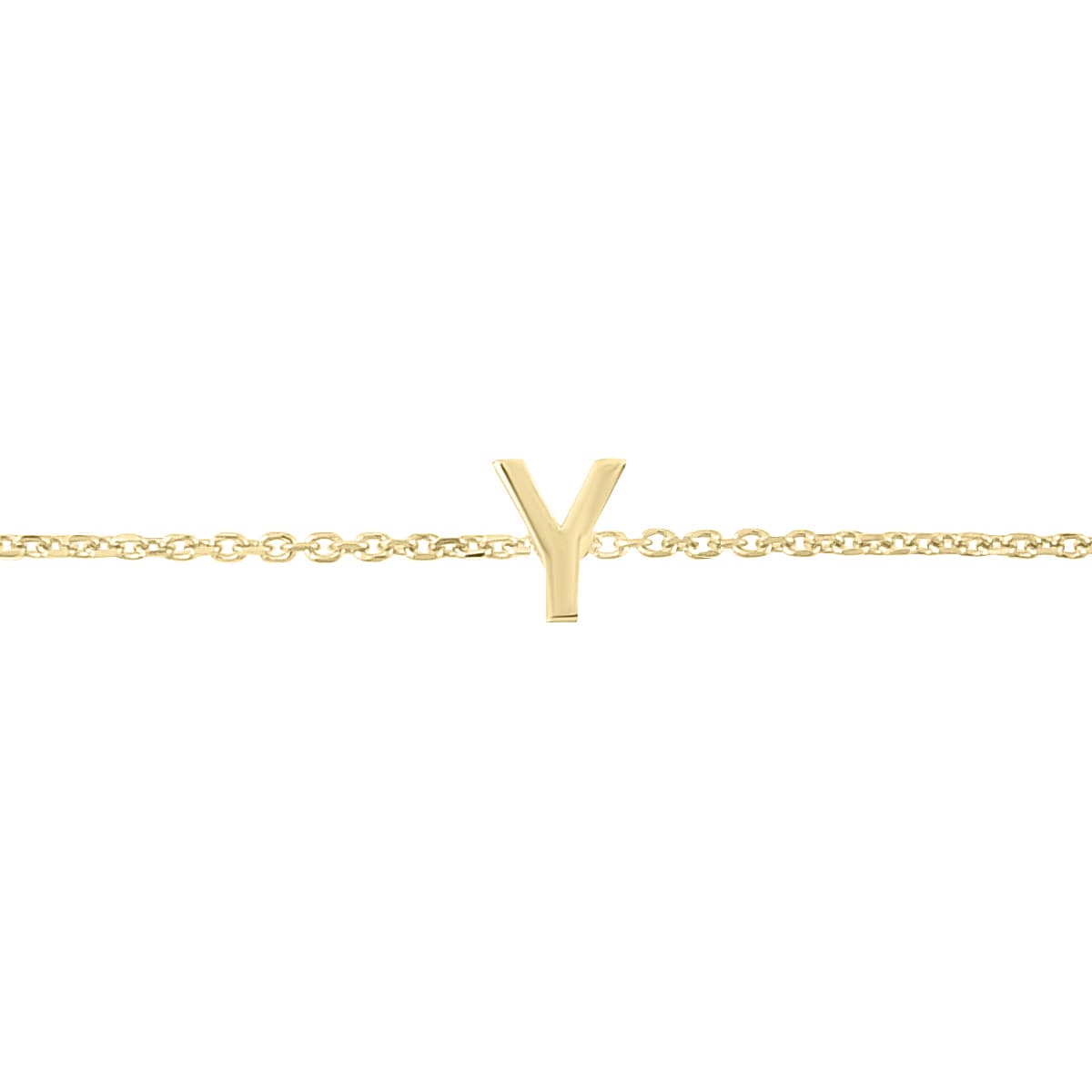 14K Solid Yellow Gold Y Mini Initial Bracelet