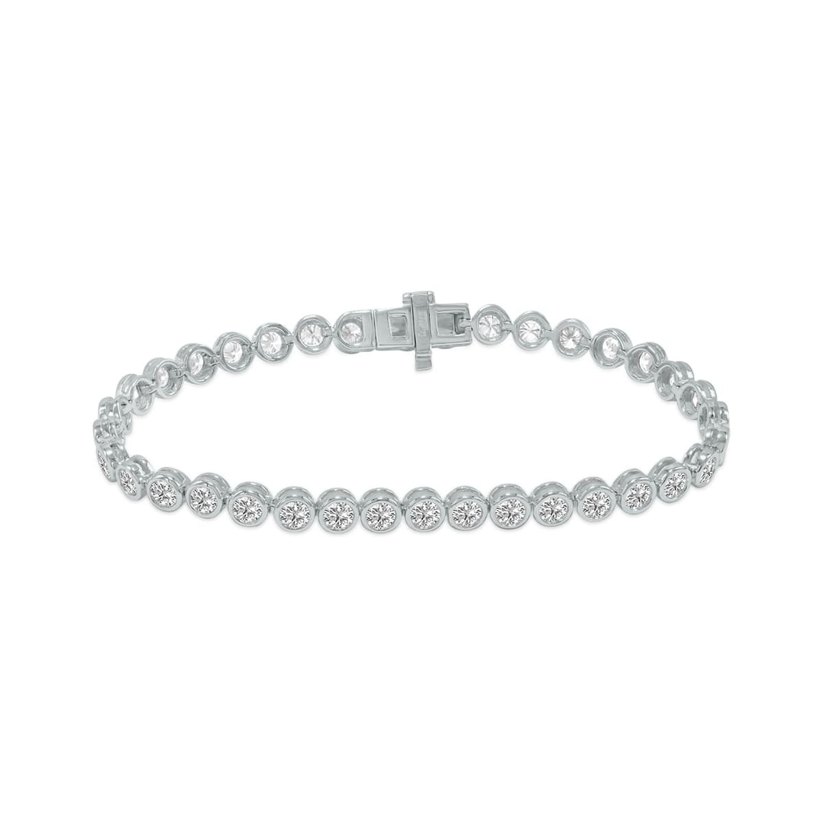 5 Carat TW Bezel Set Lab Grown Diamond Bracelet in 14K White Gold