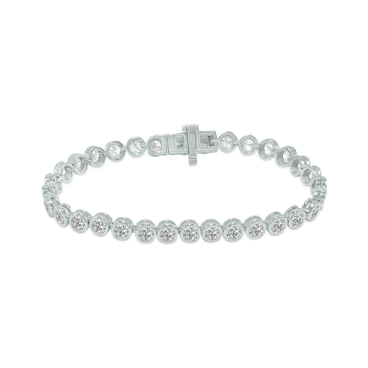 7 Carat TW Bezel Set Lab Grown Diamond Bracelet in 14K White Gold