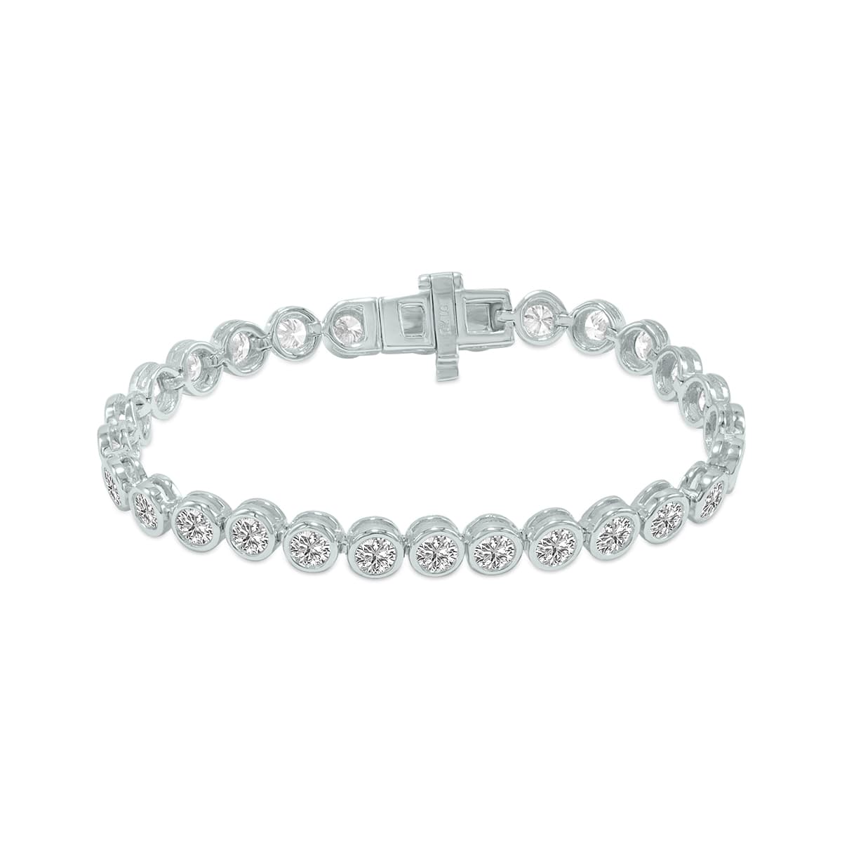 10 Carat TW Bezel Set Lab Grown Diamond Bracelet in 14K White Gold