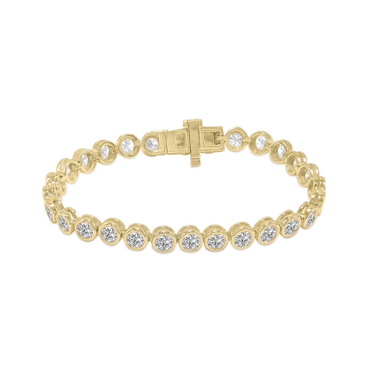 10 Carat TW Bezel Set Lab Grown Diamond Bracelet in 14K Yellow Gold