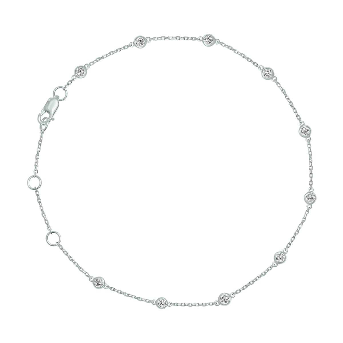 1/4 Carat TW Bezel Set Lab Grown Diamond Station Bracelet in 14K White Gold