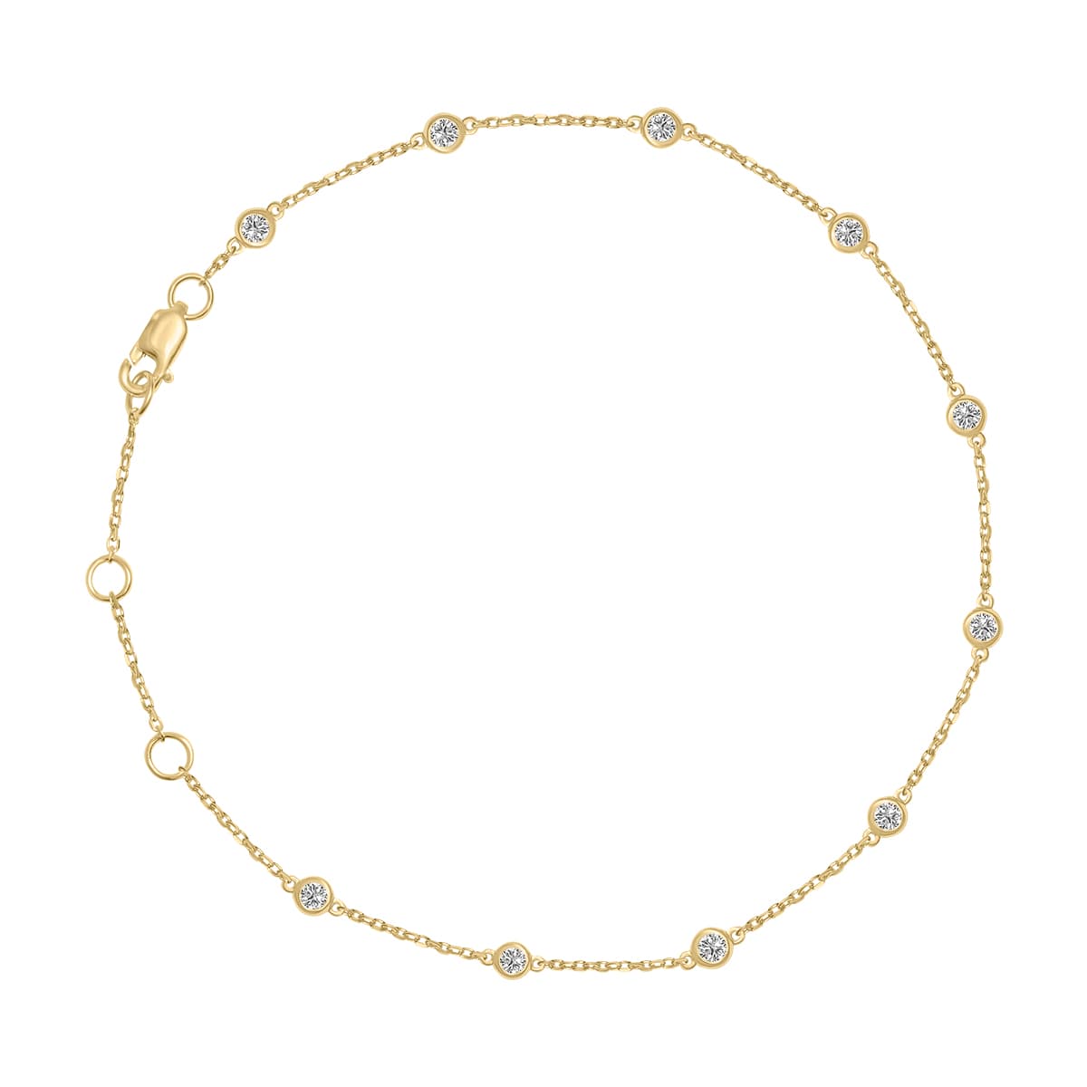 1/4 Carat TW Bezel Set Lab Grown Diamond Station Bracelet in 14K Yellow Gold