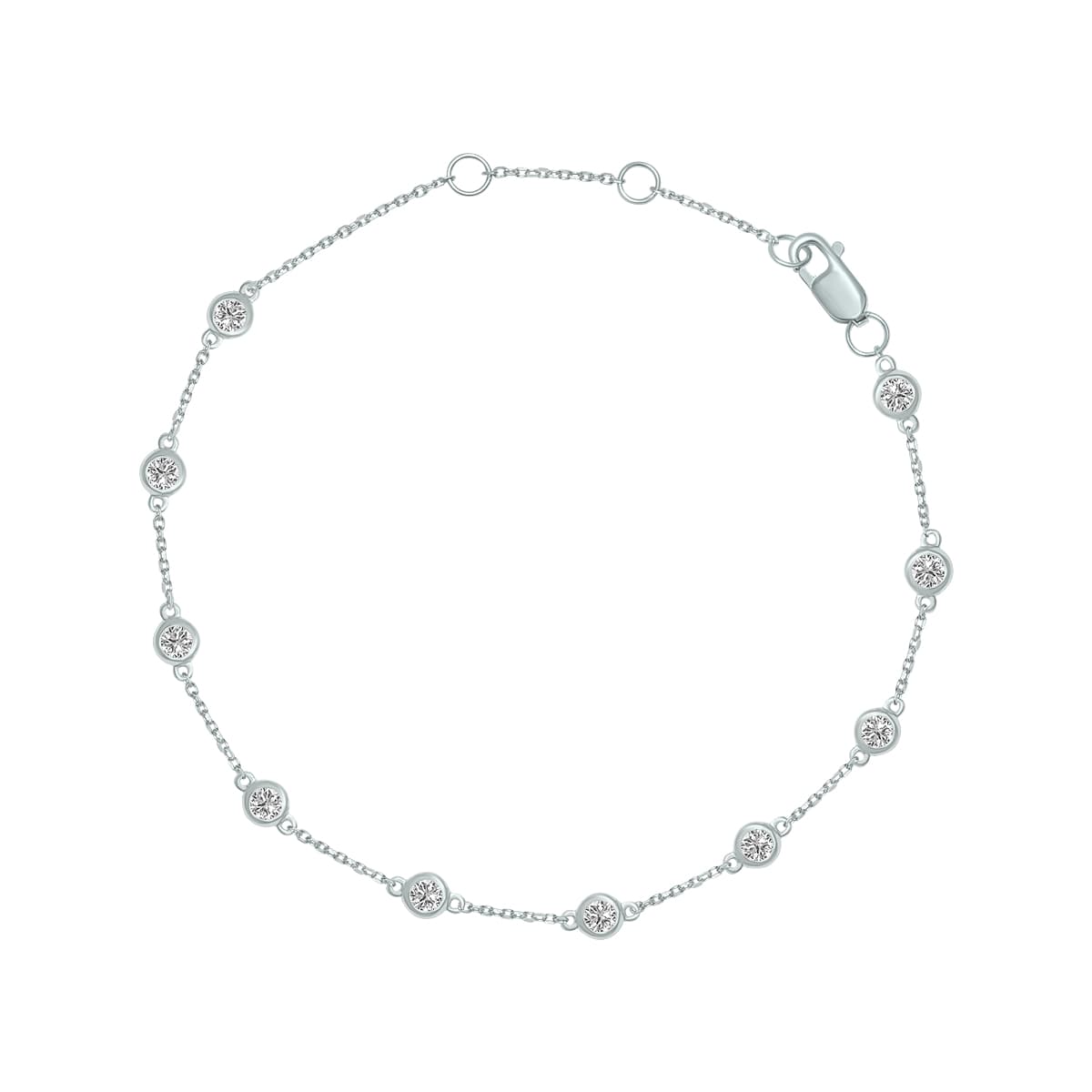 1/2 Carat TW Bezel Set Lab Grown Diamond Station Bracelet in 14K White Gold