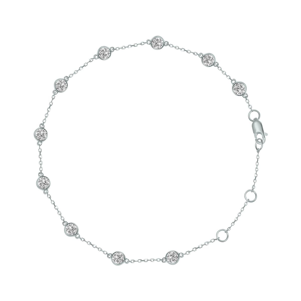 3/4 Carat TW Bezel Set Lab Grown Diamond Station Bracelet in 14K White Gold