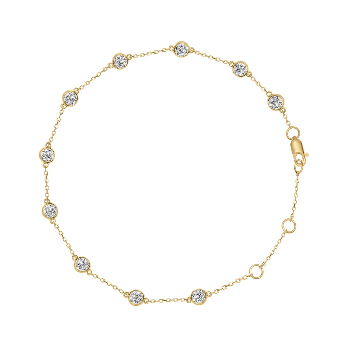 3/4 Carat TW Bezel Set Lab Grown Diamond Station Bracelet in 14K Yellow Gold
