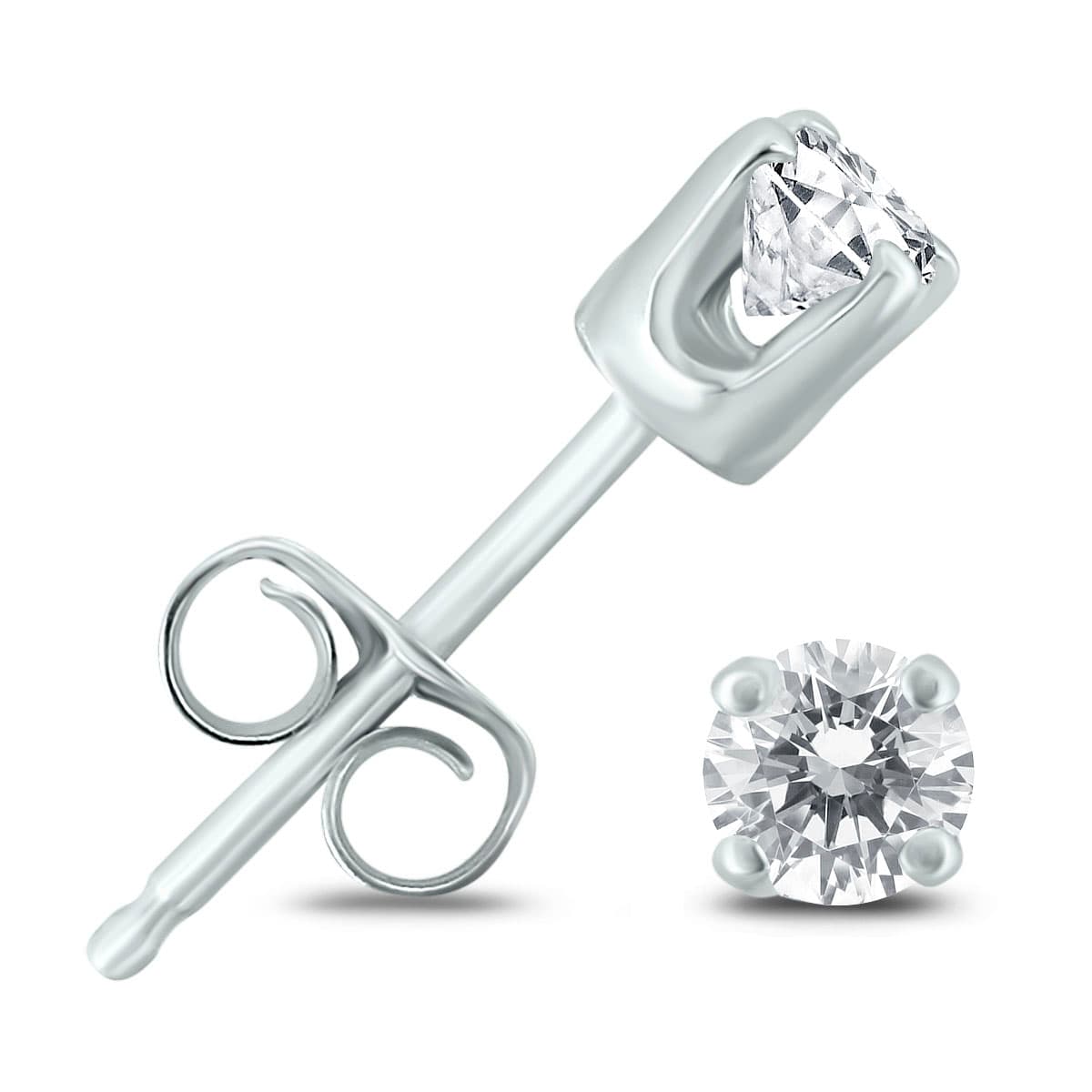 1/4 Carat TW Round Solitaire Diamond Stud Earrings in.925 Sterling Silver
