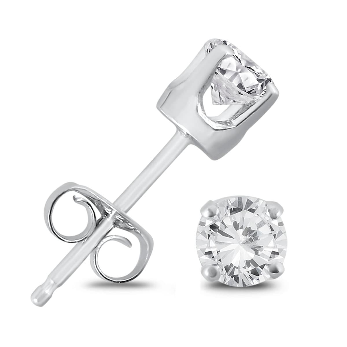 1/2 CTW Round Solitaire Diamond Stud Earrings in.925 Sterling Silver