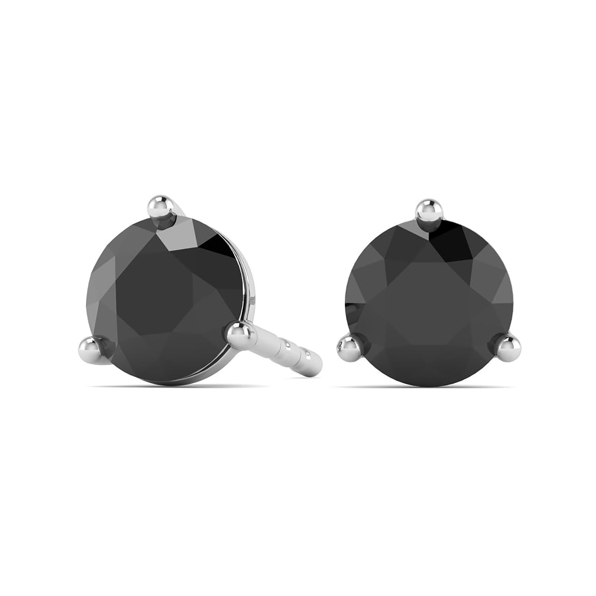 2 Carat TW Black Diamond Martini Set Stud Earrings in 14k White Gold