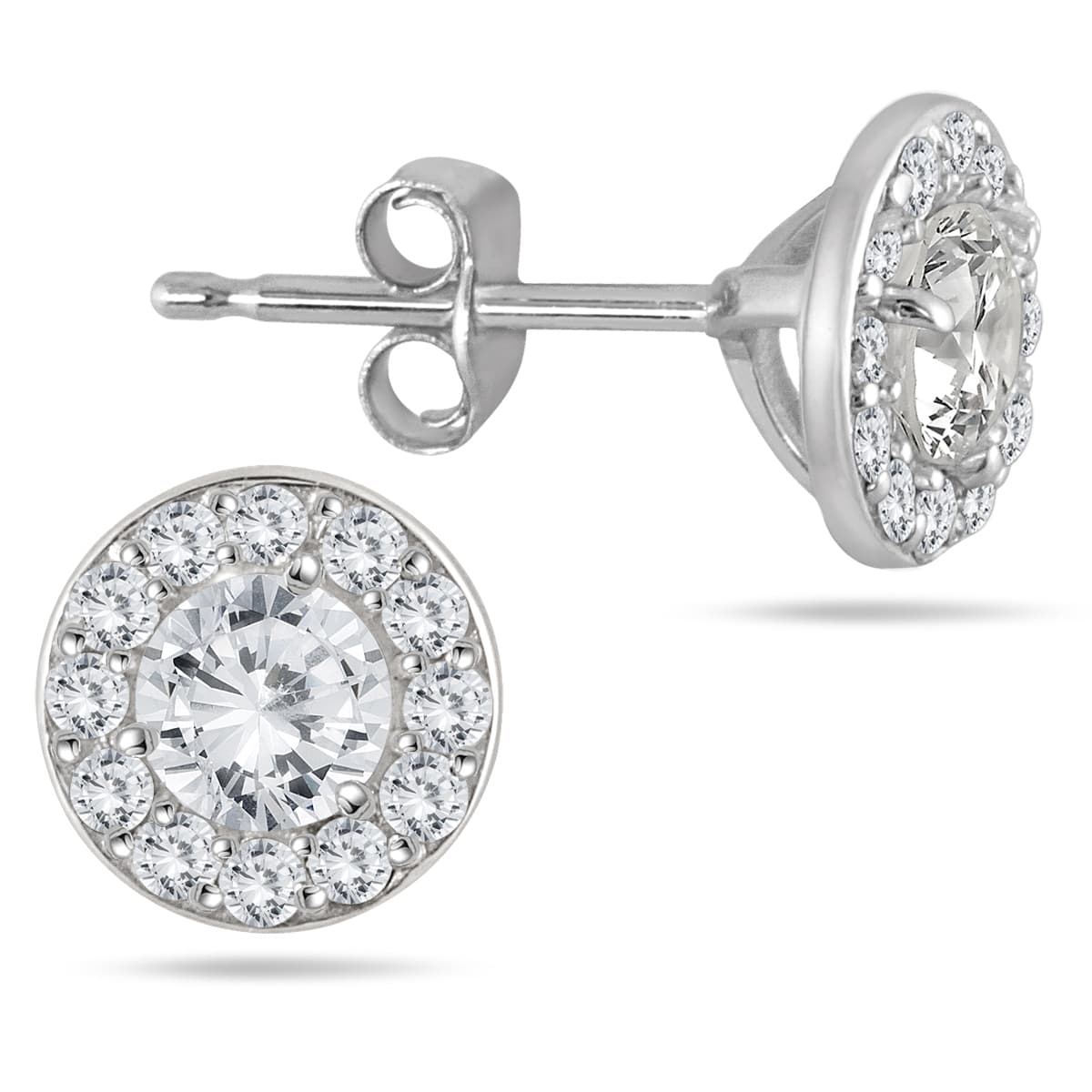3/4 Carat TW Diamond Halo Earrings in 14K White Gold