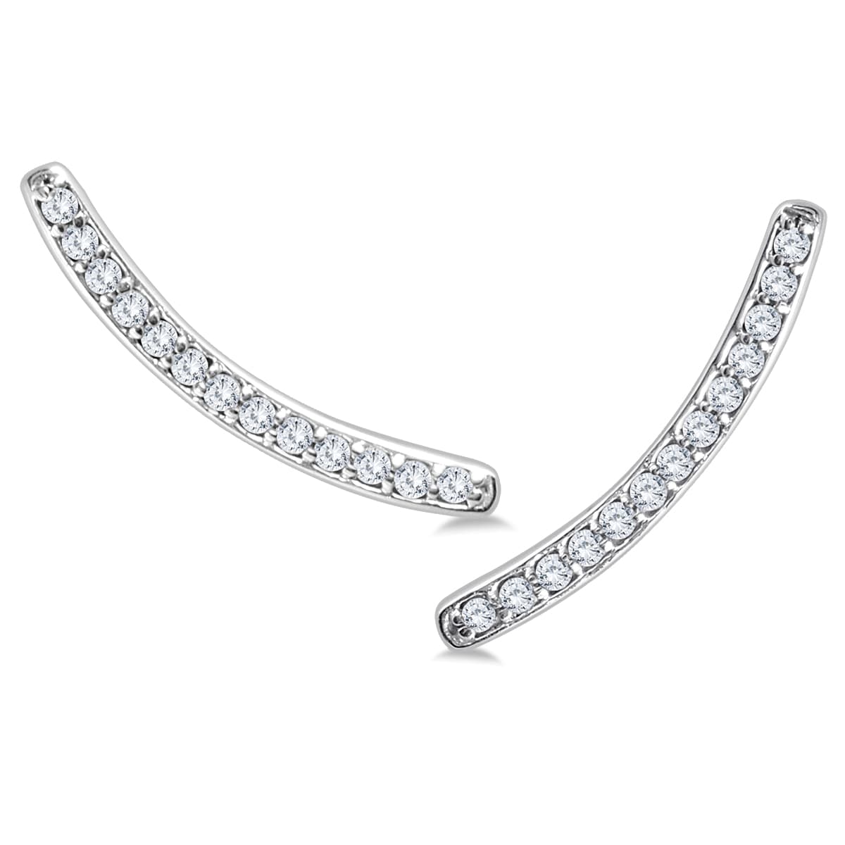 1/8 CTW Genuine Diamond Climbing Earrings in 14K White Gold