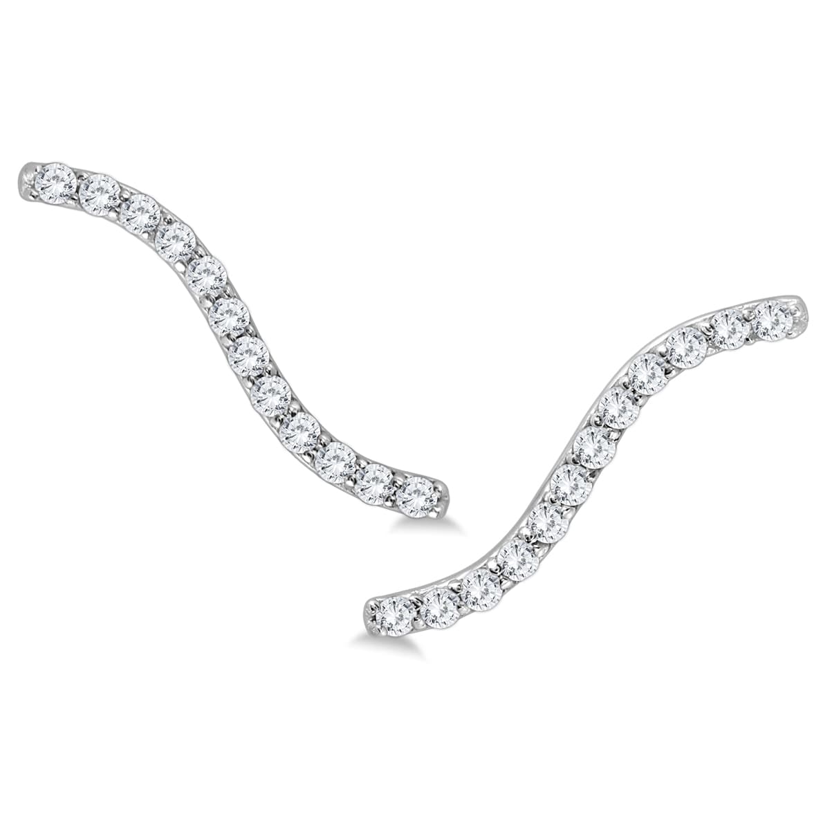 1/2 CTW Genuine Diamond S-Shaped Climber Earrings in 14K White Gold