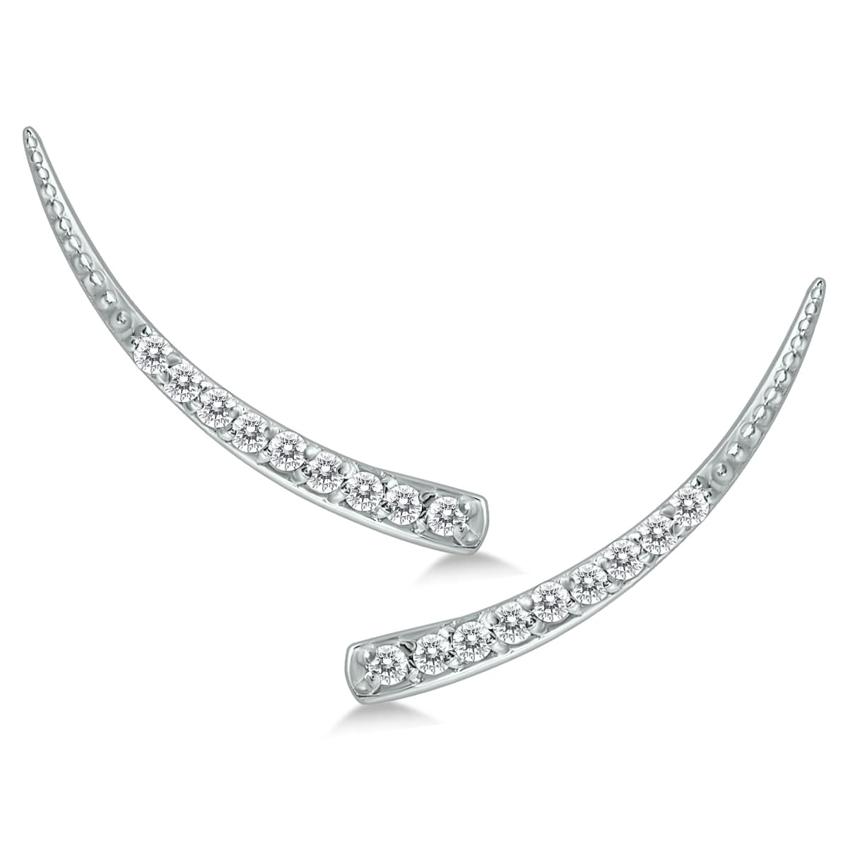 1/5 CTW Genuine Diamond Climber Earrings in 14K White Gold