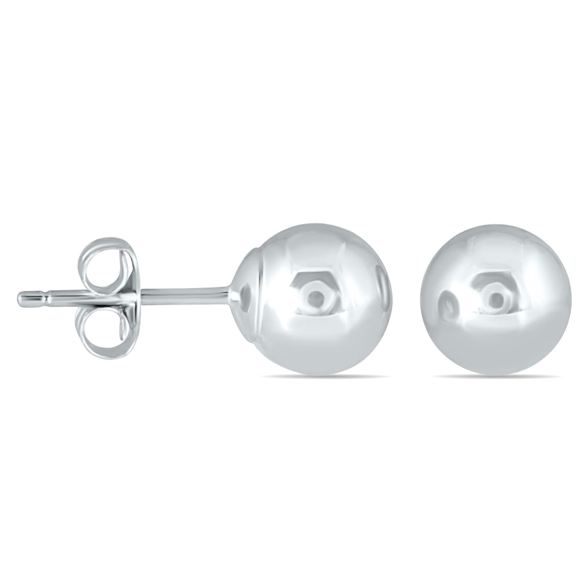 10K White Gold 6mm Ball Stud Earrings