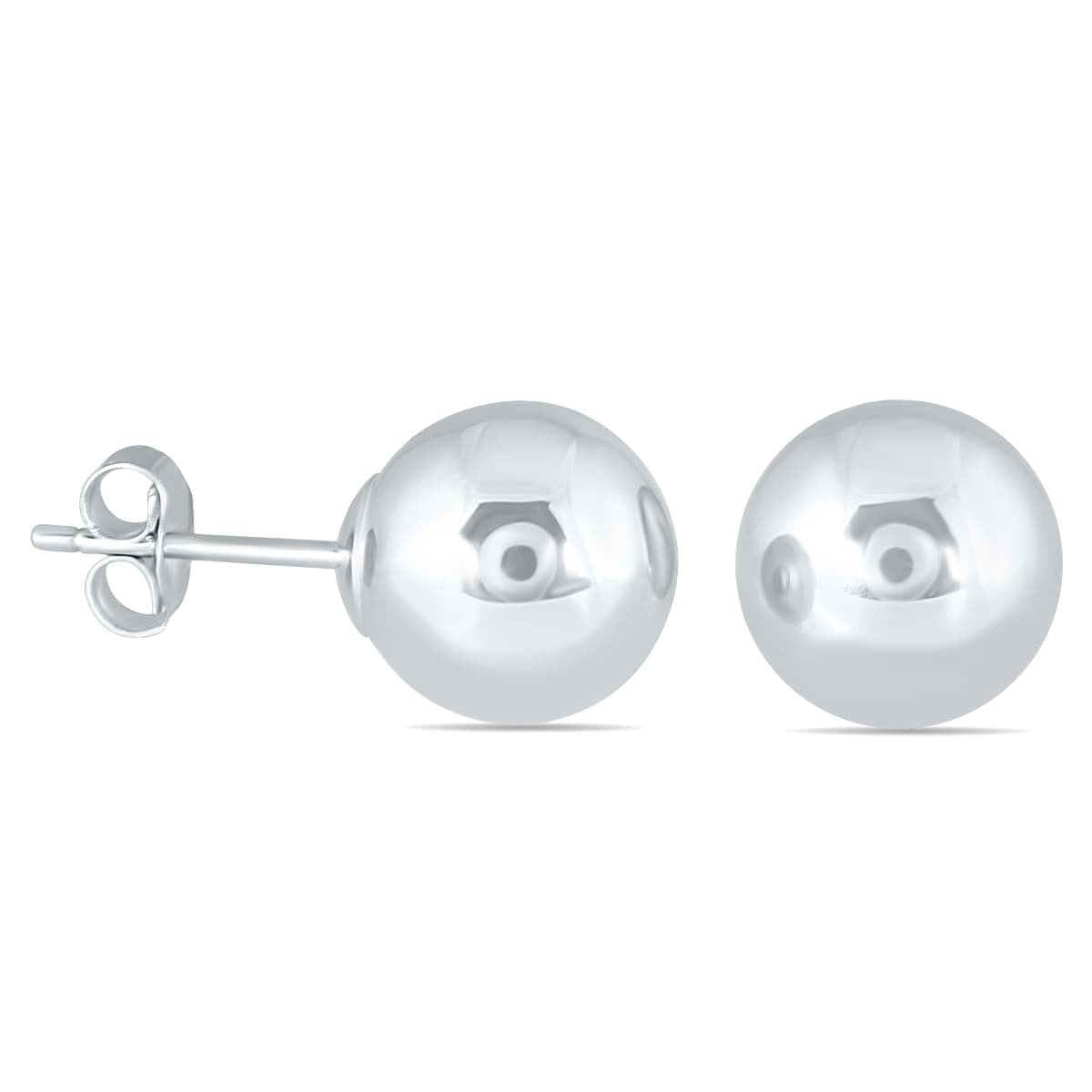 10K White Gold 8mm Ball Stud Earrings