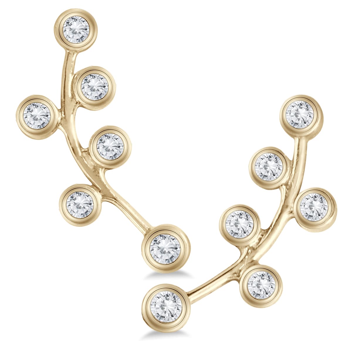 1/4 CTW Genuine Diamond Bubble Climbing Earrings in 14K Yellow Gold
