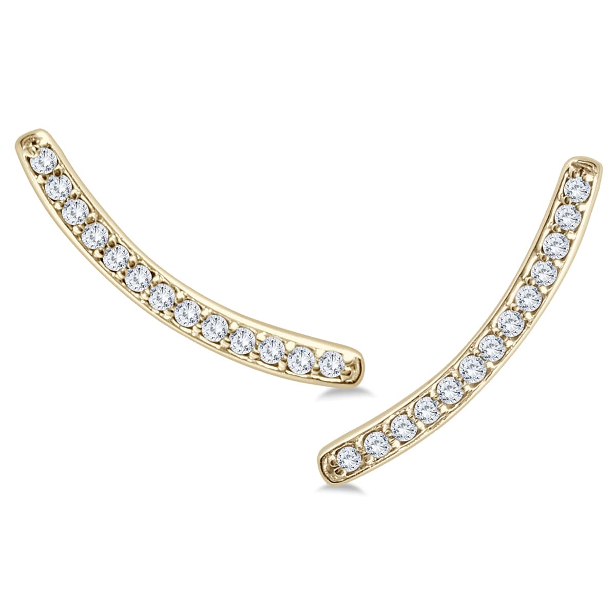 1/8 CTW Genuine Diamond Climbing Earrings in 14K Yellow Gold