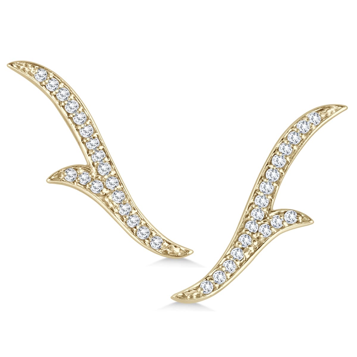1/5 CTW Genuine Diamond Leaf Climber Earrings in 14K Yellow Gold