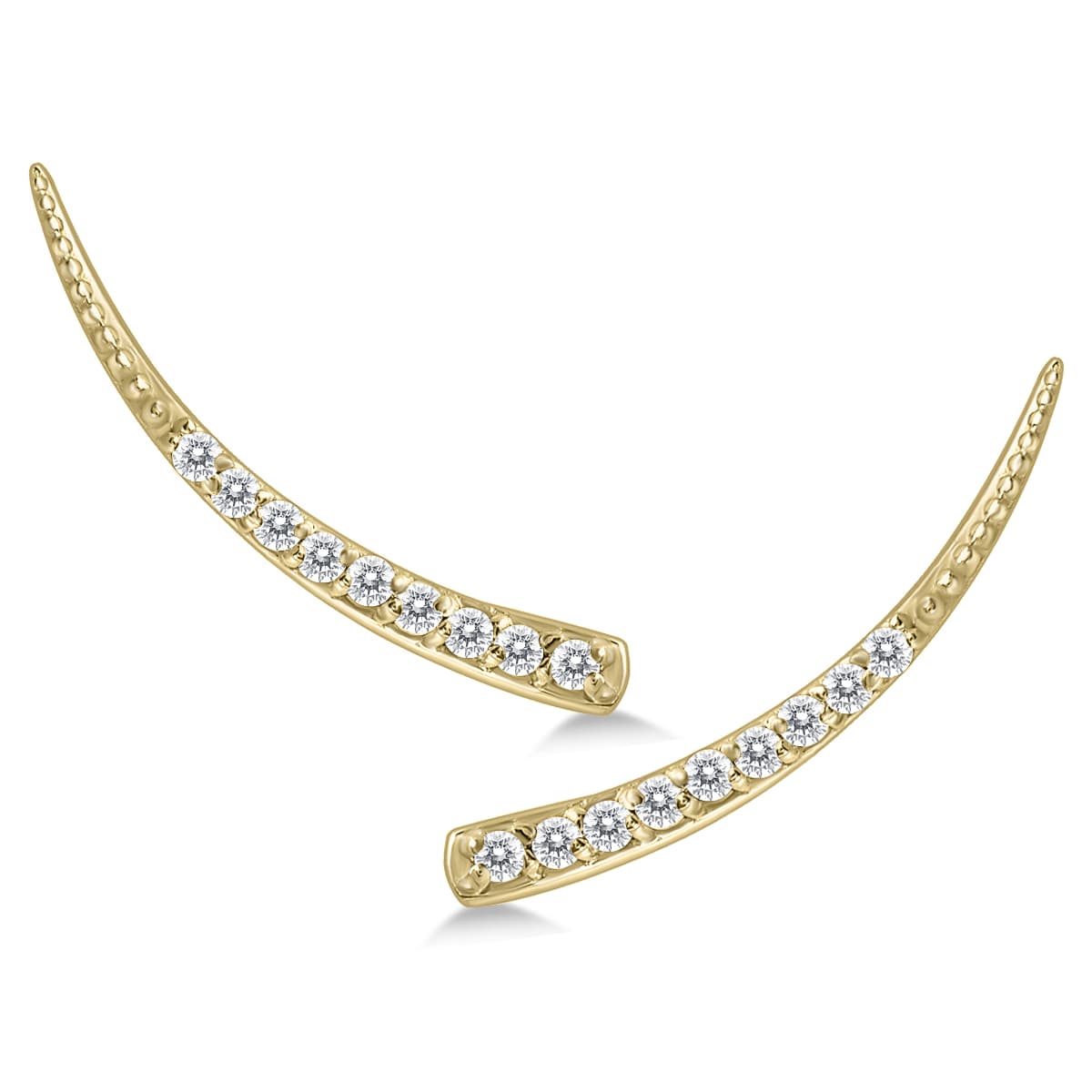 1/5 CTW Genuine Diamond Climber Earrings in 14K Yellow Gold