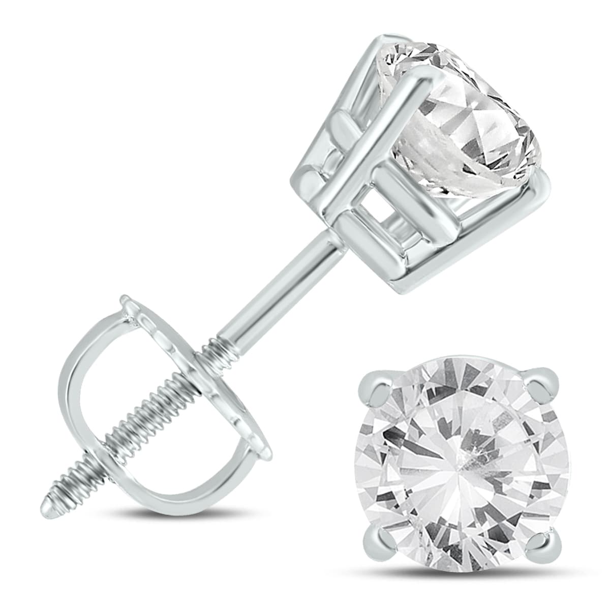 1 1/2 Carat TW Diamond Solitaire Stud Earrings in 14K White Gold (K-L Color, I2-I3 Clarity)