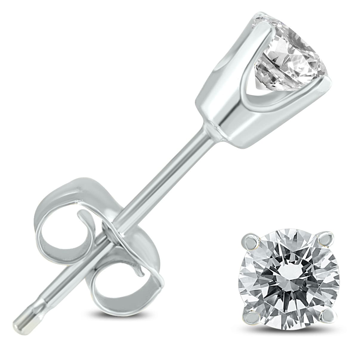 1/4 Carat Diamond Solitaire Stud Earrings in 14K White Gold