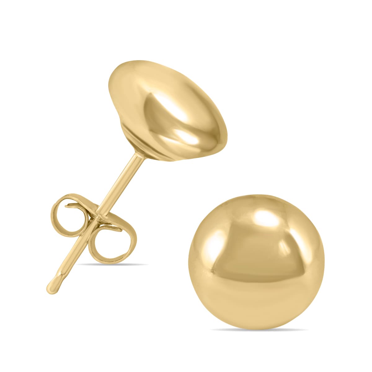 14K Yellow Gold 6mm Button Ball Stud Earrings