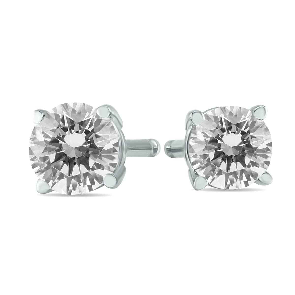 3/8 Carat TW Round Diamond Solitaire Stud Earrings In 14k White Gold