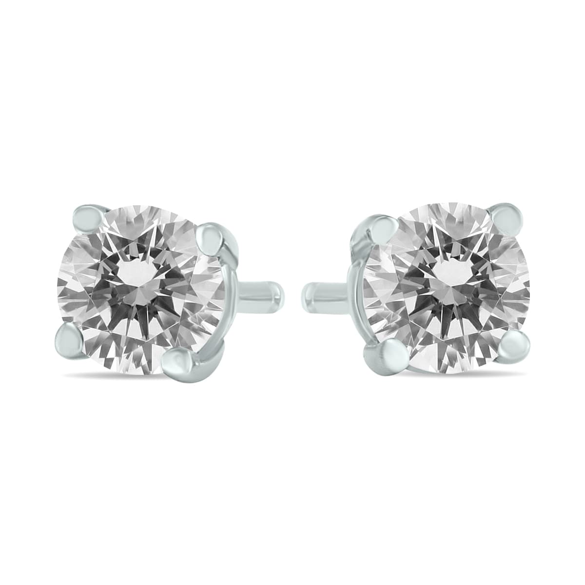 1/2 Carat TW Round Diamond Solitaire Stud Earrings In 14k White Gold