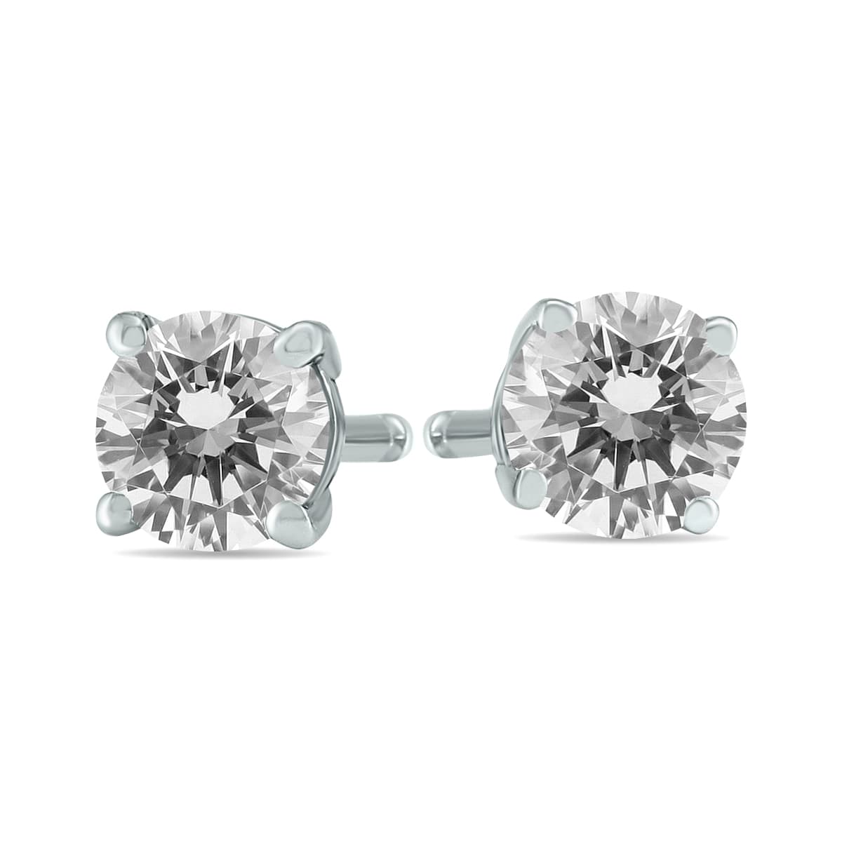 3/4 Carat TW Round Diamond Solitaire Stud Earrings In 14k White Gold