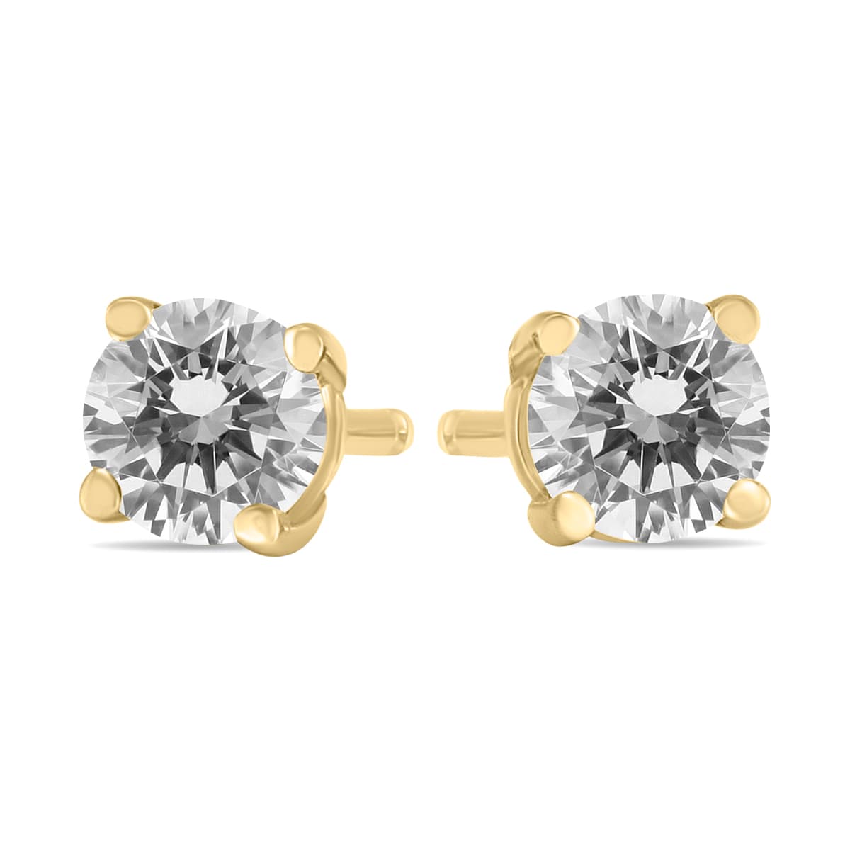 1/2 Carat TW Round Diamond Solitaire Stud Earrings In 14k Yellow Gold