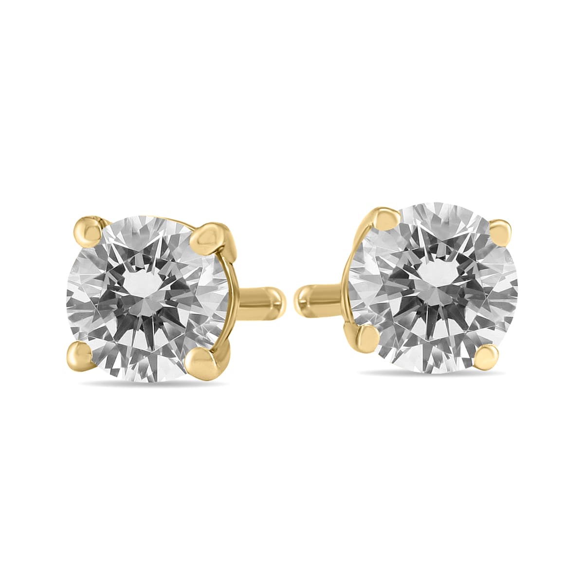 3/4 Carat TW Round Diamond Solitaire Stud Earrings In 14k Yellow Gold