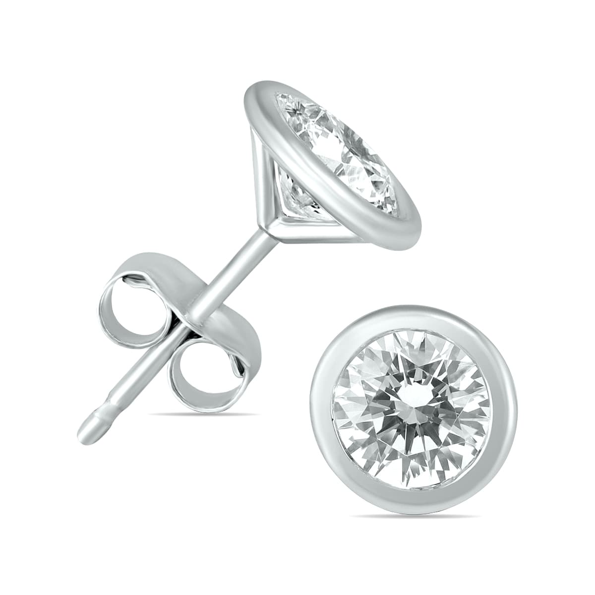 1/2 Carat TW Bezel Diamond Solitaire Earrings in 14K White Gold