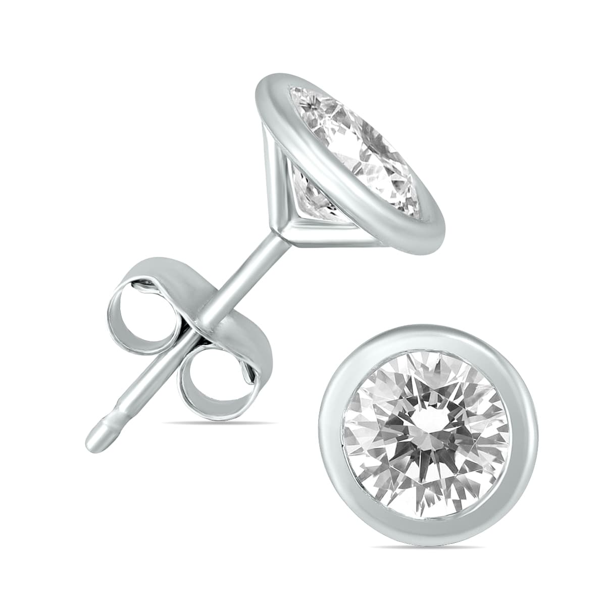 5/8 Carat TW Bezel Diamond Solitaire Earrings in 14K White Gold