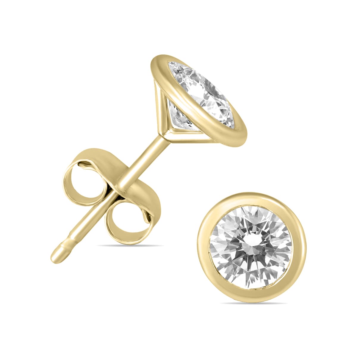 3/8 Carat TW Bezel Diamond Solitaire Earrings in 14k Yellow Gold