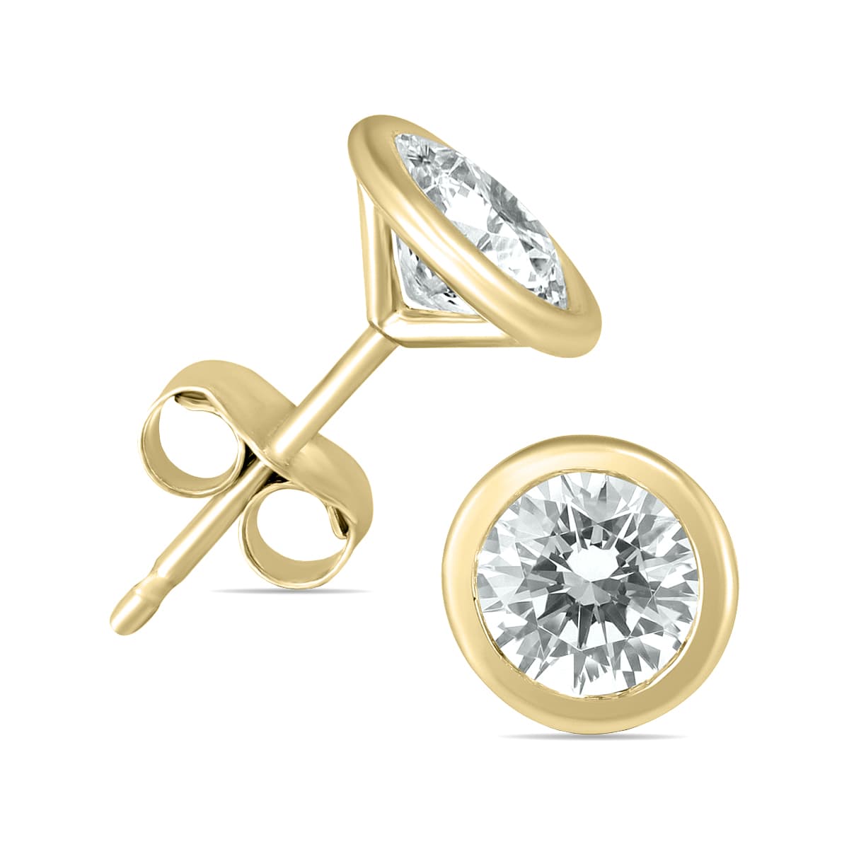 1/2 Carat TW Bezel Diamond Solitaire Earrings in 14K Yellow Gold