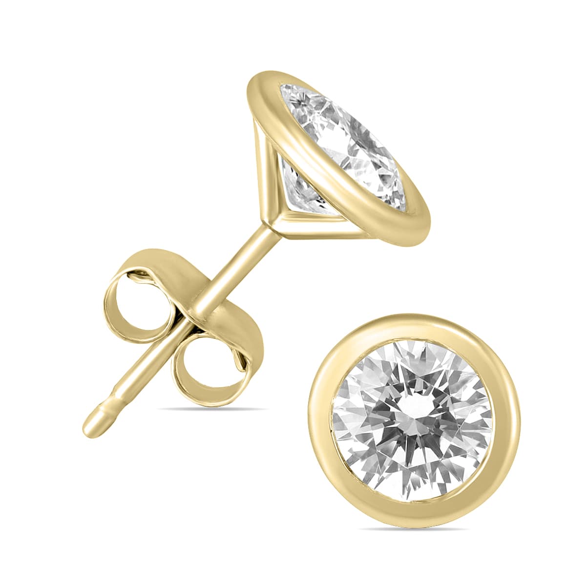 5/8 Carat TW Bezel Diamond Solitaire Earrings in 14K Yellow Gold