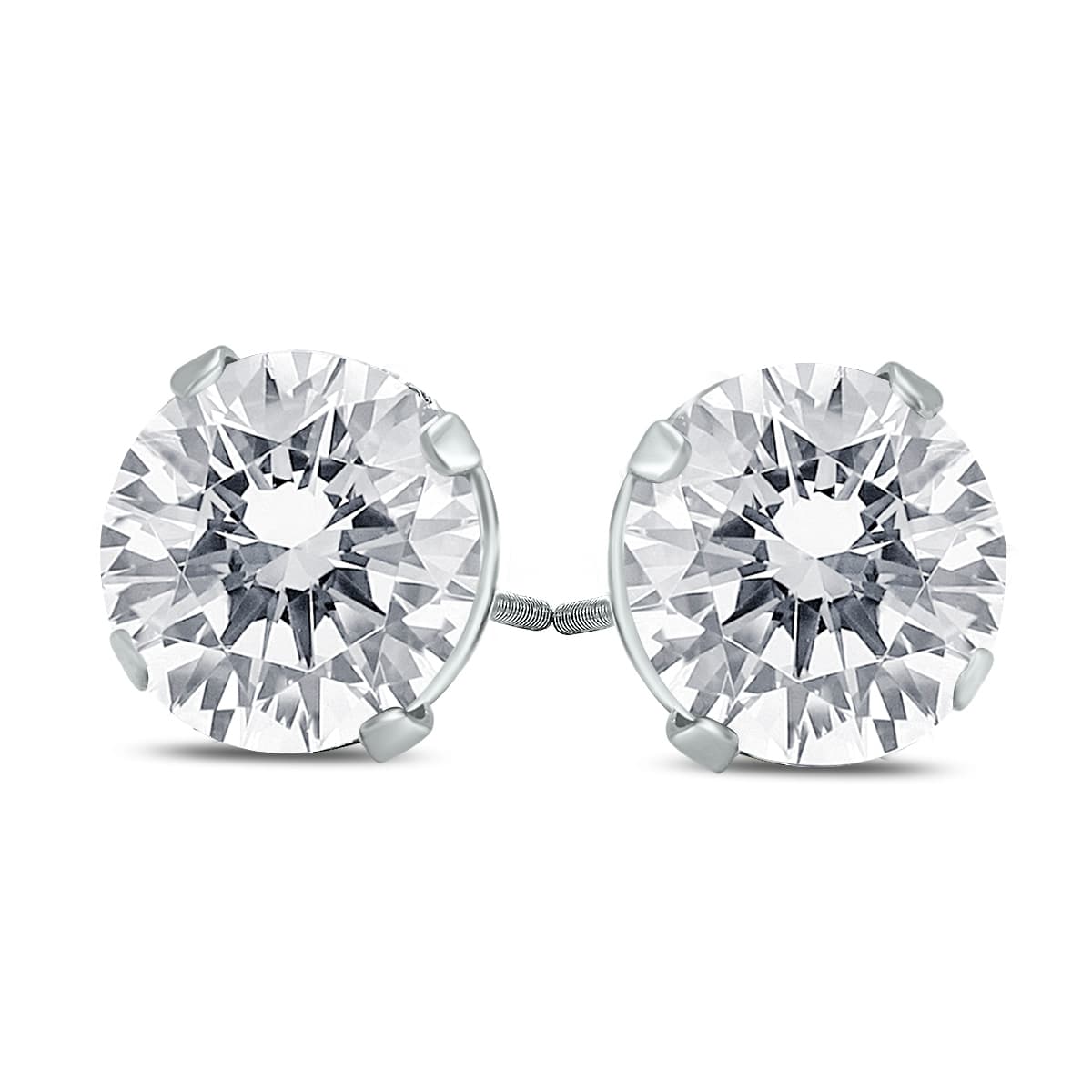 1 Carat TW Round Solitaire Stud Earrings in 14K White Gold (H-I Color, I1-I2 Clarity)