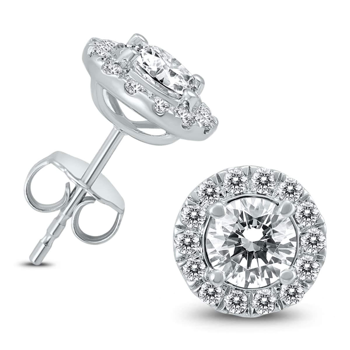 2 Carat TW Diamond Halo Earrings in 14K White Gold (H-I Color, I1-I2 Clarity)