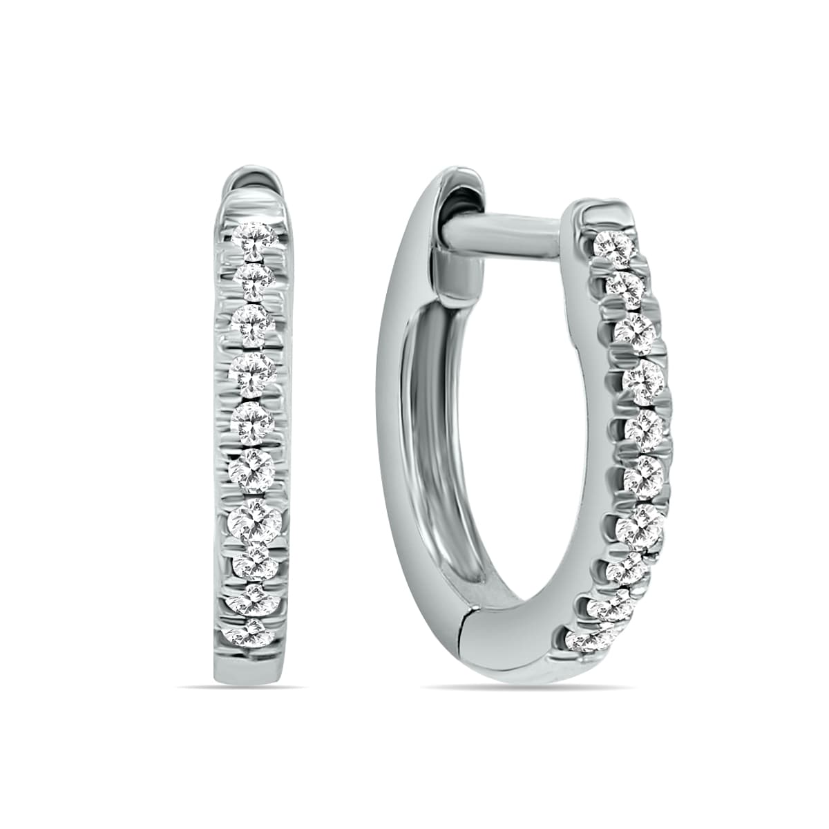 1/10 Carat TW Small Diamond Huggie Hoop Earrings in 10K White Gold