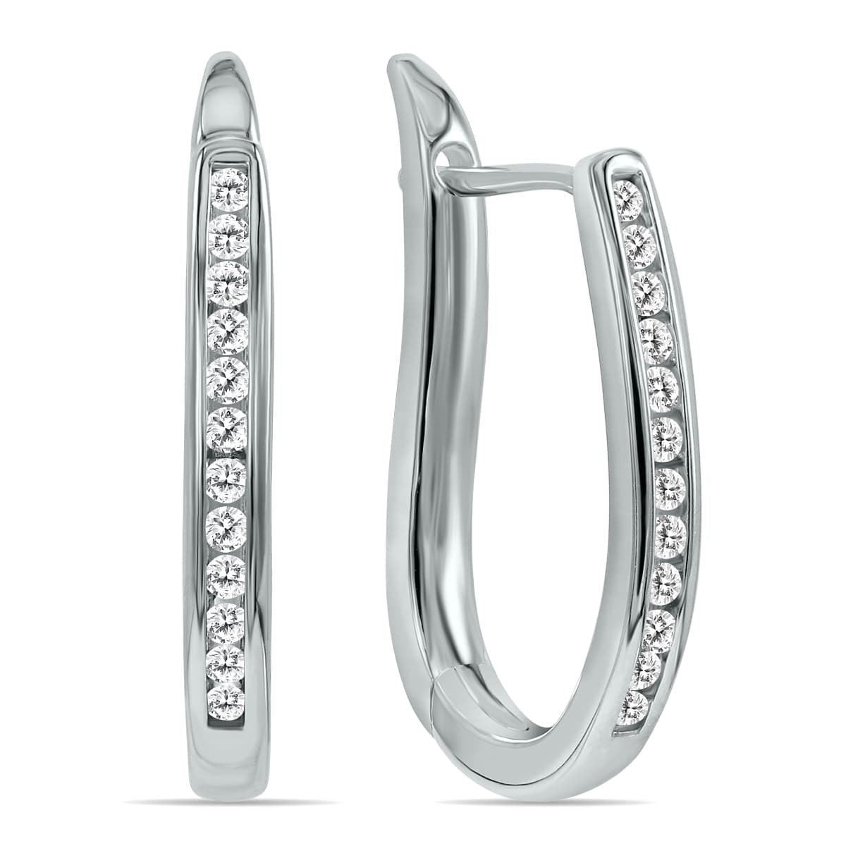 1/4 Carat TW Channel Set Diamond Hoop Earrings in 10K White Gold