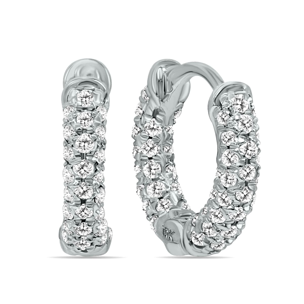 1/3 Carat TW Small Diamond Huggie Hoop Earrings in 10K White Gold