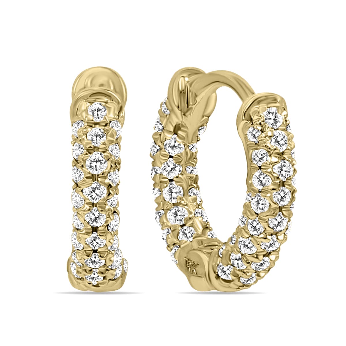 1/3 Carat TW Small Diamond Huggie Hoop Earrings in 10K Yellow Gold