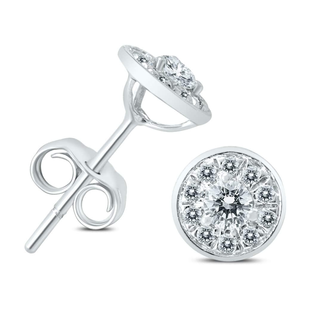 1/4 Carat TW Diamond Halo Earrings in 14K White Gold