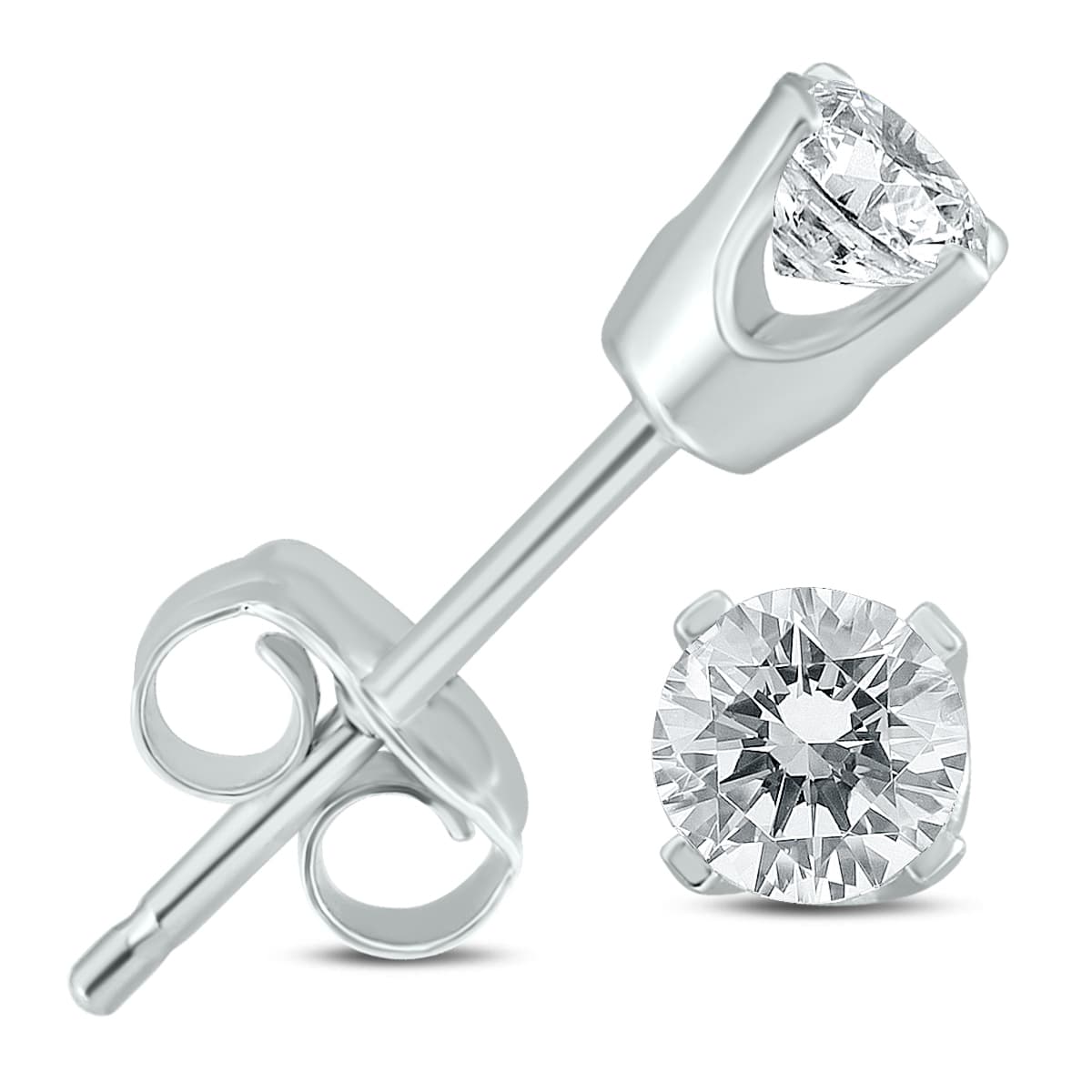 1/3 Carat TW Diamond Solitaire Stud Earrings in 14K White Gold (I-J COLOR, SI2-SI3 CLARITY)