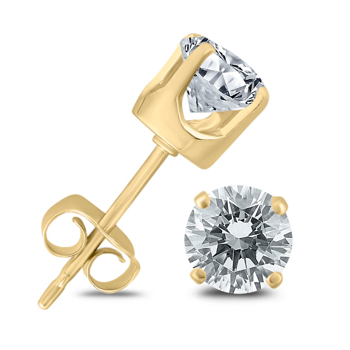 1 Carat TW Diamond Solitaire Stud Earrings in 14K Yellow Gold (I-J COLOR, SI2-SI3 CLARITY)