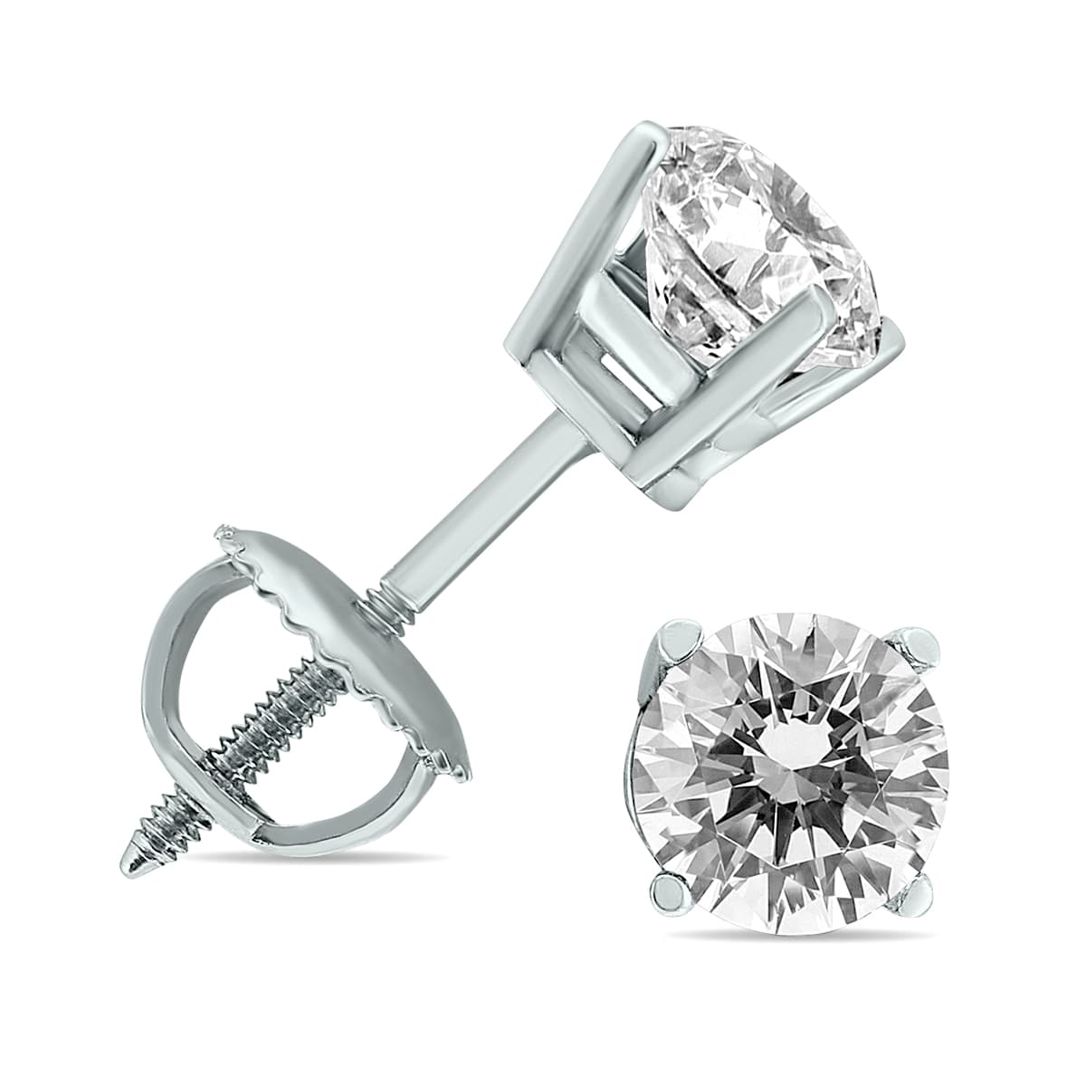 3/8 Carat TW Diamond Screw Back Studs in 14K White Gold