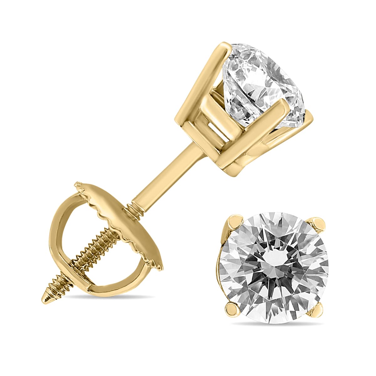 3/8 Carat TW Diamond Screw Back Studs in 14K Yellow Gold