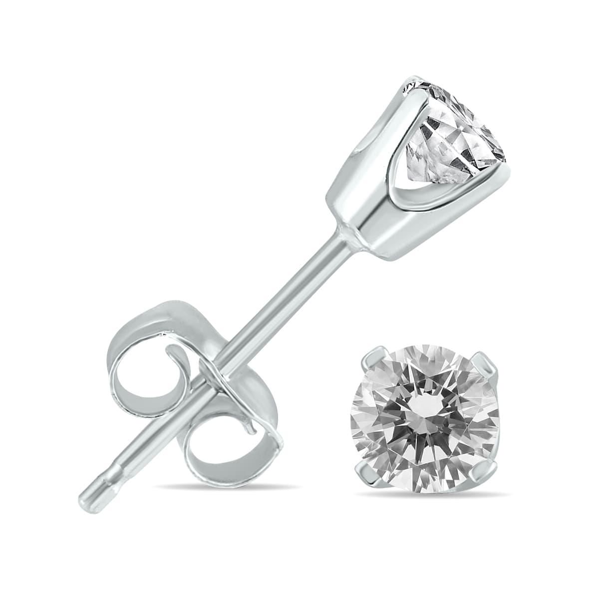 5/8 Carat TW Diamond Studs in 14K White Gold Push Back Settings