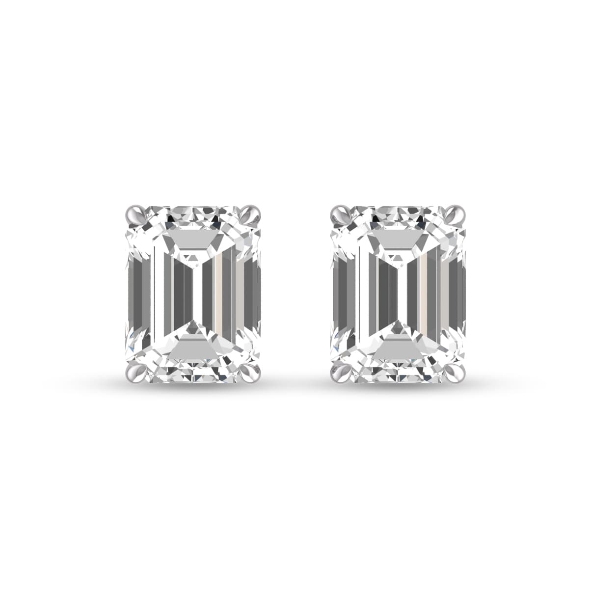 Lab Grown 1/2 Carat Emerald Cut Solitaire Diamond Earrings in 14K White Gold