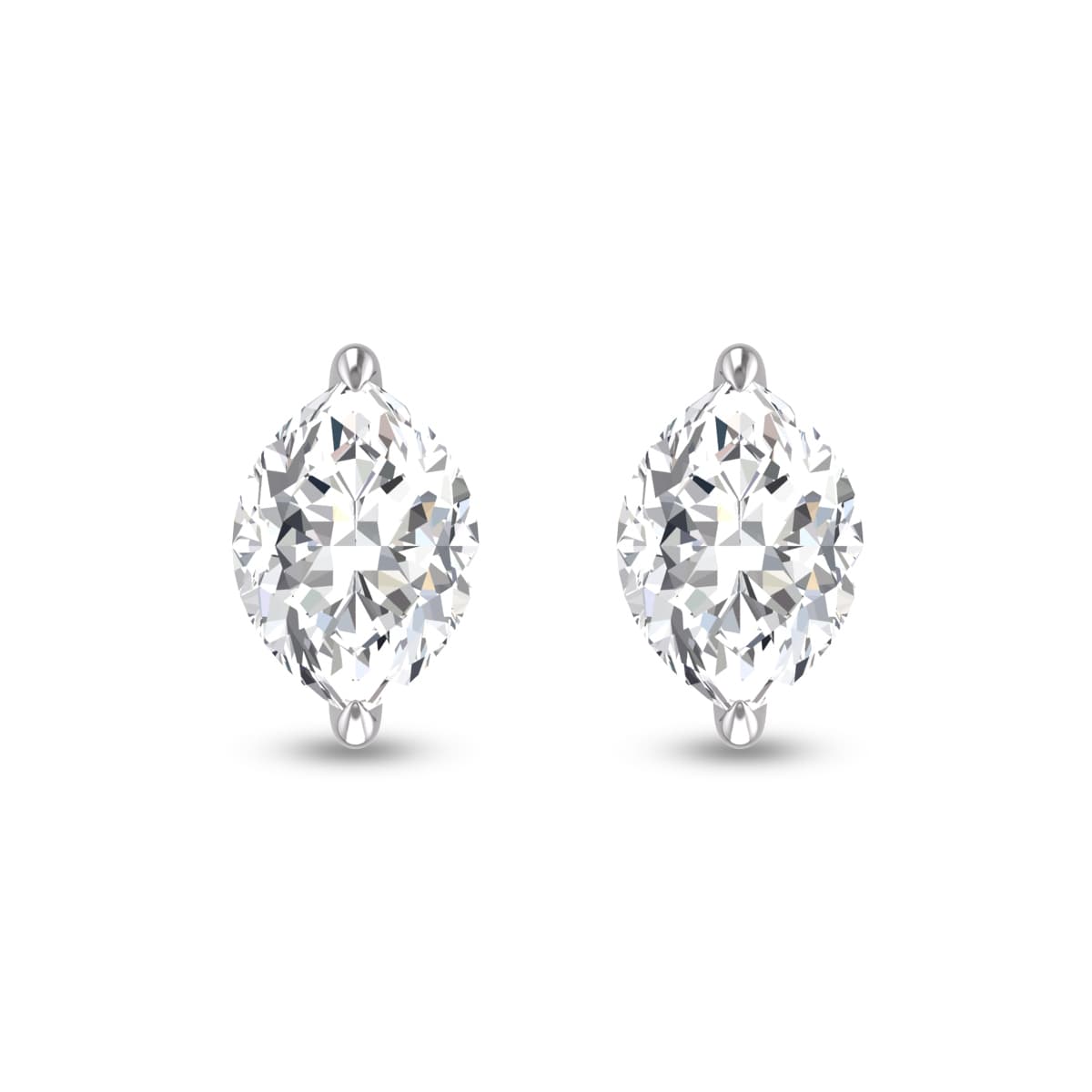 Lab Grown 1/2 Carat Marquise Solitaire Diamond Earrings in 14K White Gold